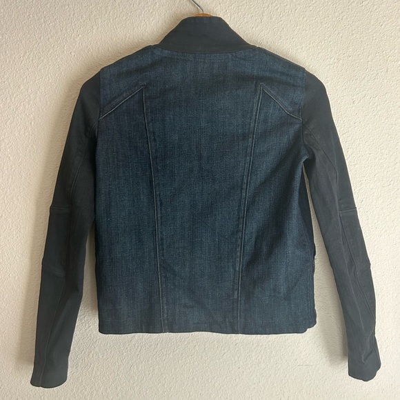 HELMUT HELMUT LANG Funnel Neck Denim Jacket in a dark wash | size small - Picture 7 of 14